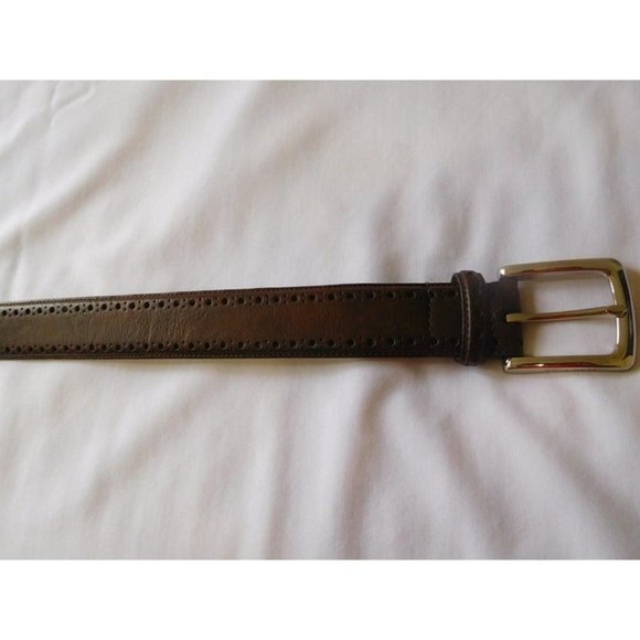 Cole Haan Mens CHOCOLATE Brown Belt Size 42 Perforated New Man Made Material - Picture 5 of 8
